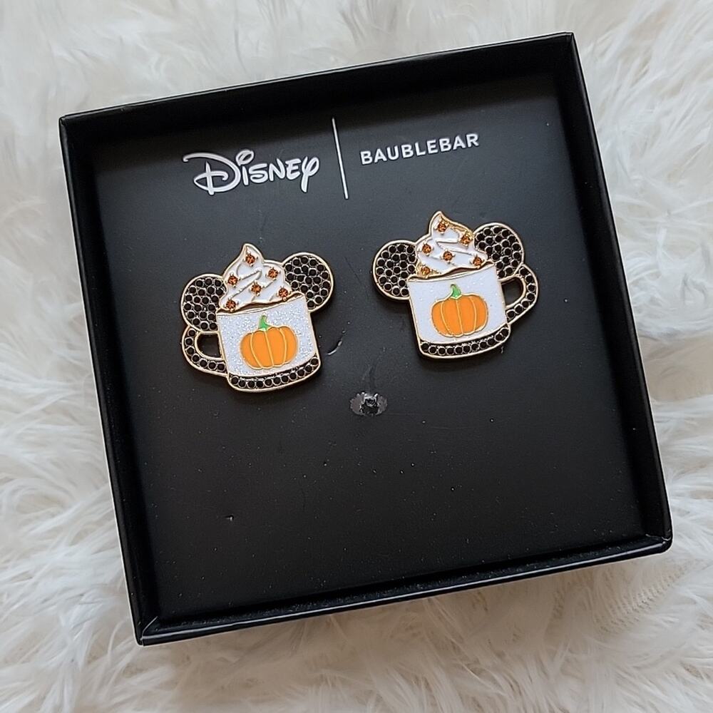 Disney x Baublebar Pumpkin Spice Latte Mug Earrings NIB